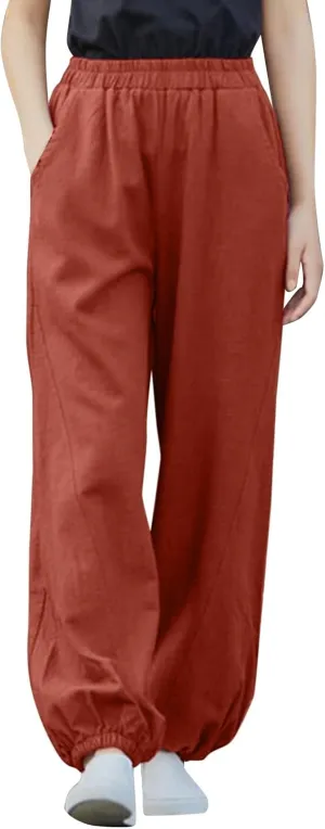 Cinch Bottom Sweatpants for Women Pockets Y2k Vintage high Waist Drawstring Workout Joggers Loose fit Lounge Pant
