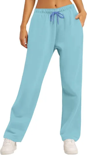 Cinch Bottom Sweatpants for Women with Pockets Summer Loose fit Y2k Vintage high Waist Workout Lounge Pants 2024