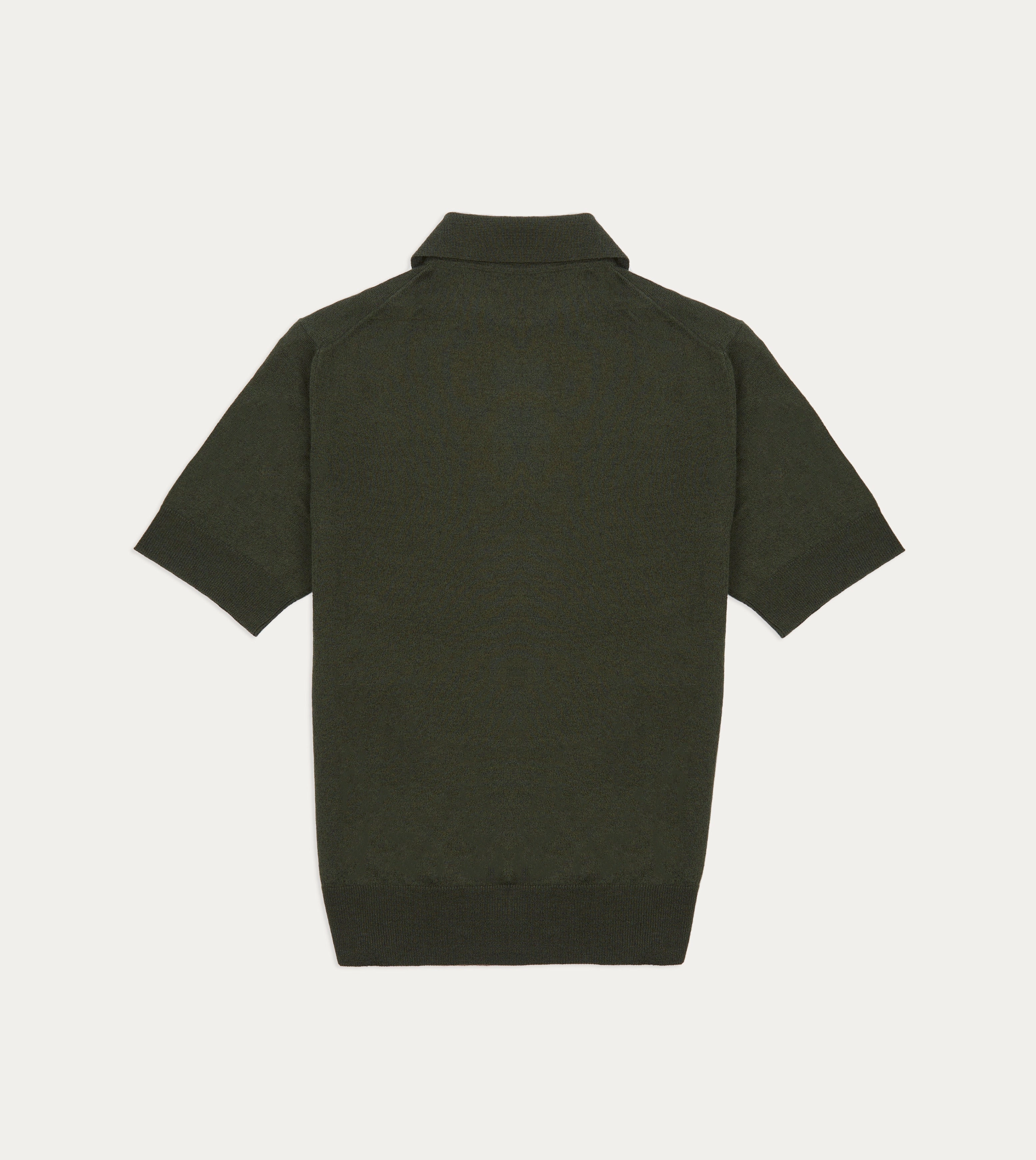 Wrinkle Resistant Olive Knitted Linen-Cotton Short-Sleeve Polo Shirt