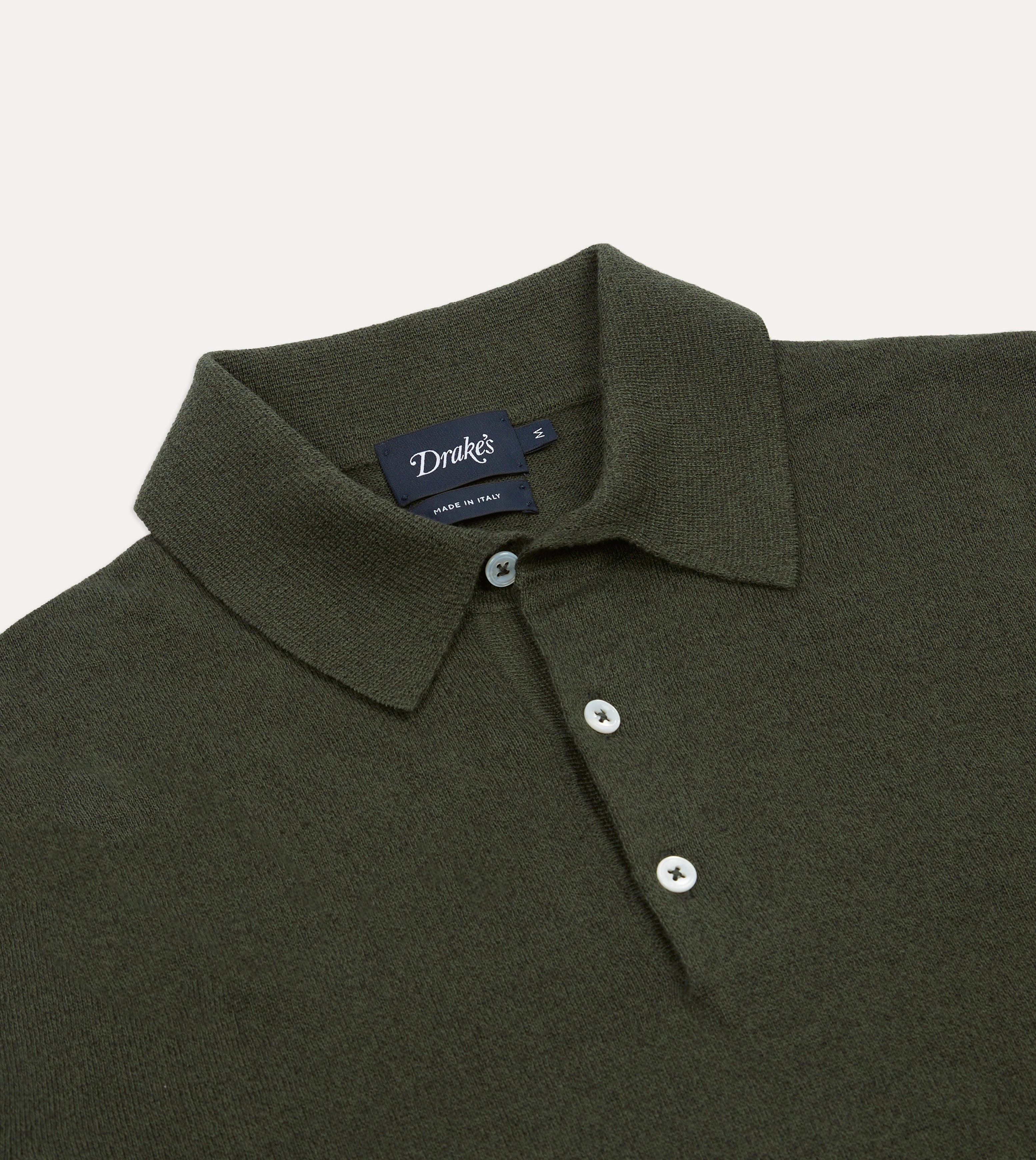 Warm Fabric Airflow Channel Weave Olive Knitted Linen-Cotton Short-Sleeve Polo Shirt