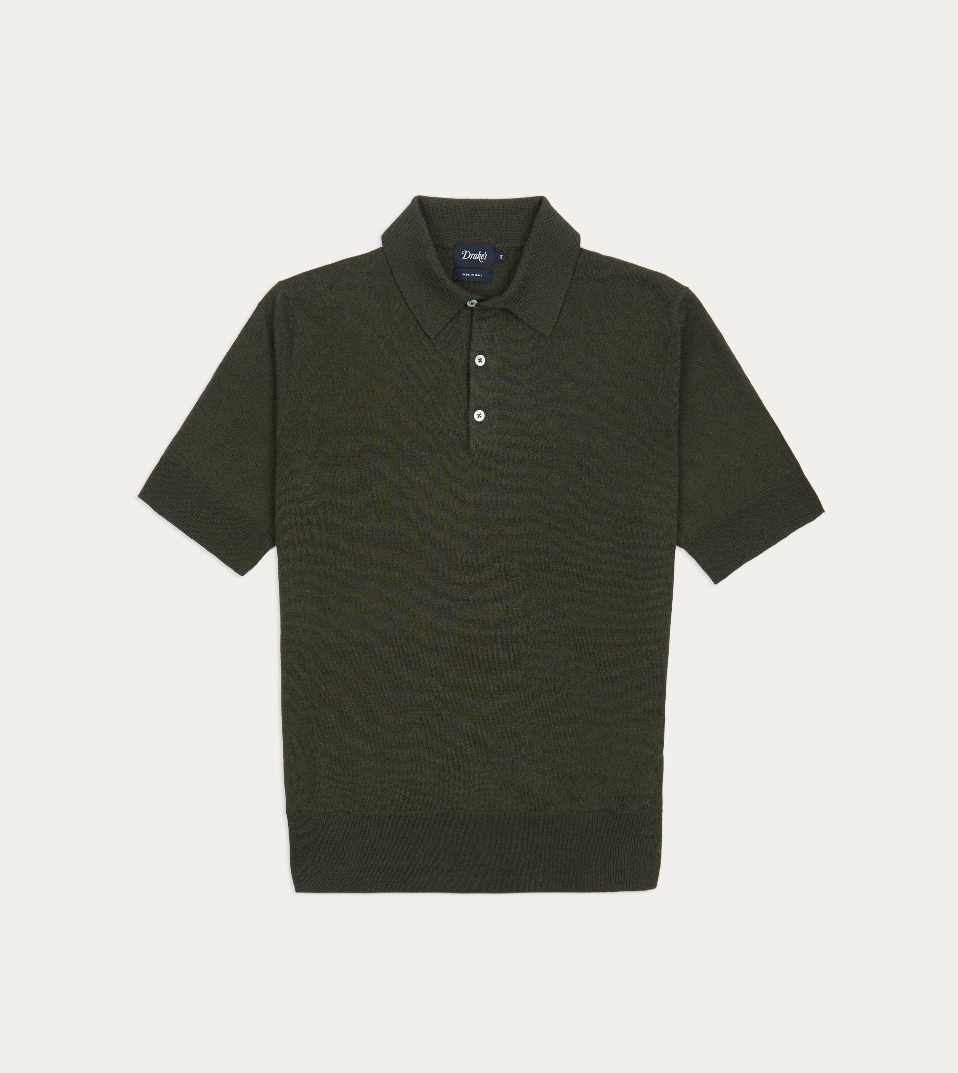 Olive Knitted Linen-Cotton Short-Sleeve Polo Shirt OdorResistant Fabric Eco Dyeing Method