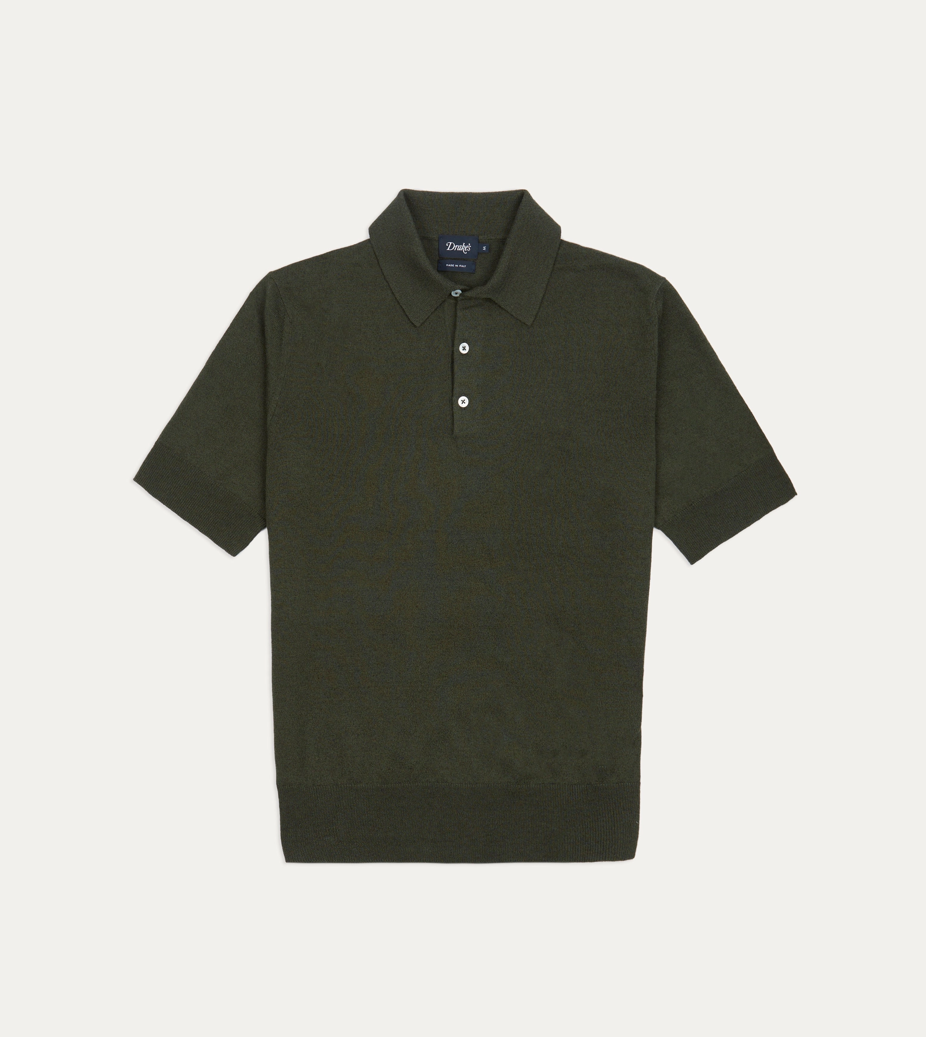 Cozy Lining Olive Knitted Linen-Cotton Short-Sleeve Polo Shirt