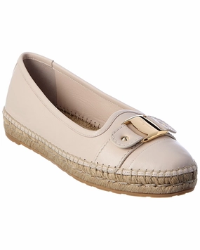 Fashion Look Minimal Touch Ferragamo Logo Leather Espadrille