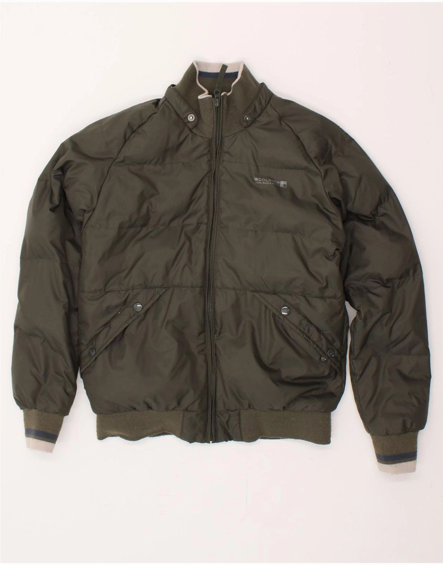 WOOLRICH Boys Graphic Padded Jacket 11-12 Years Green Polyester Windbreaker Style