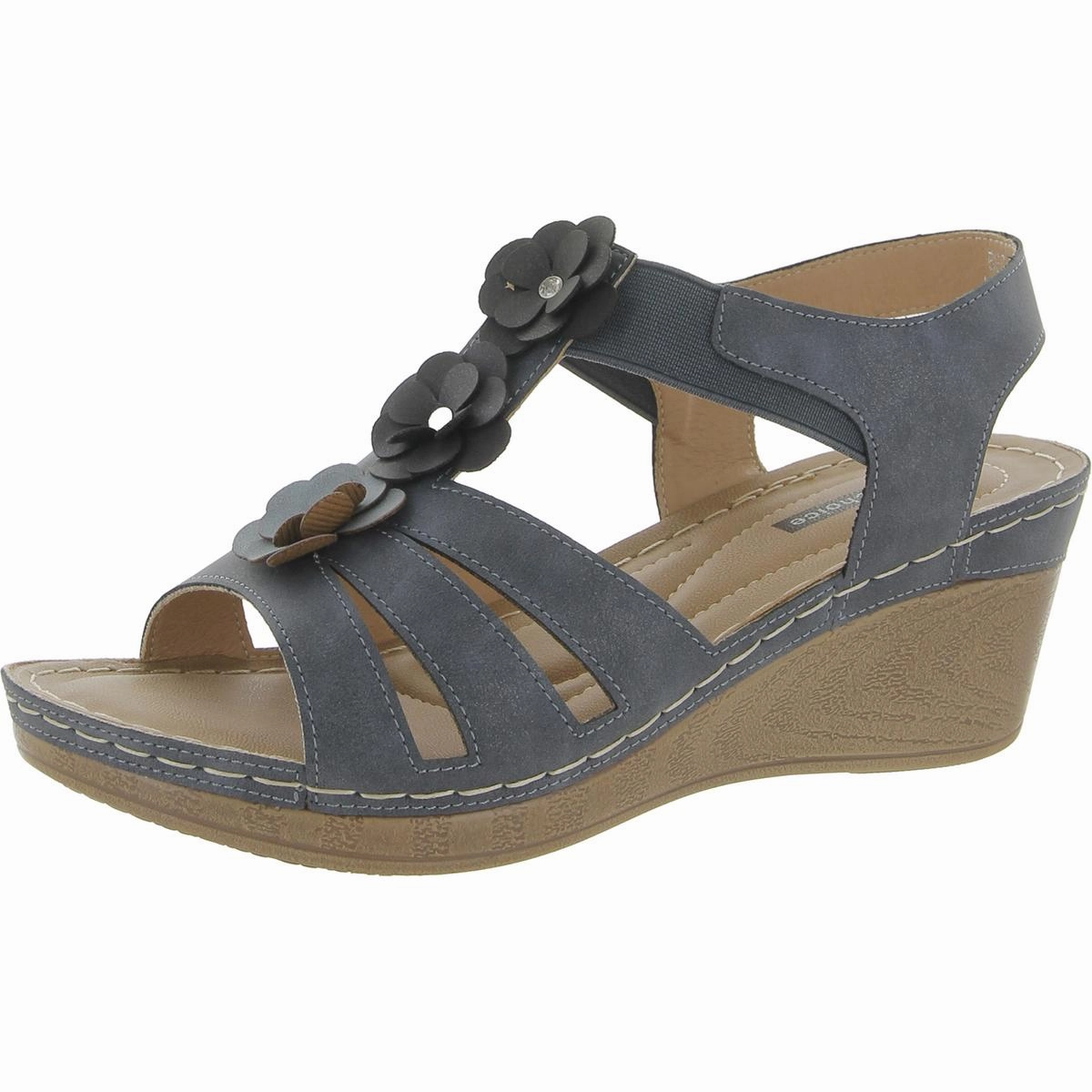 Comfort Curve Beck Womens Floral Open Toe Wedge Sandals