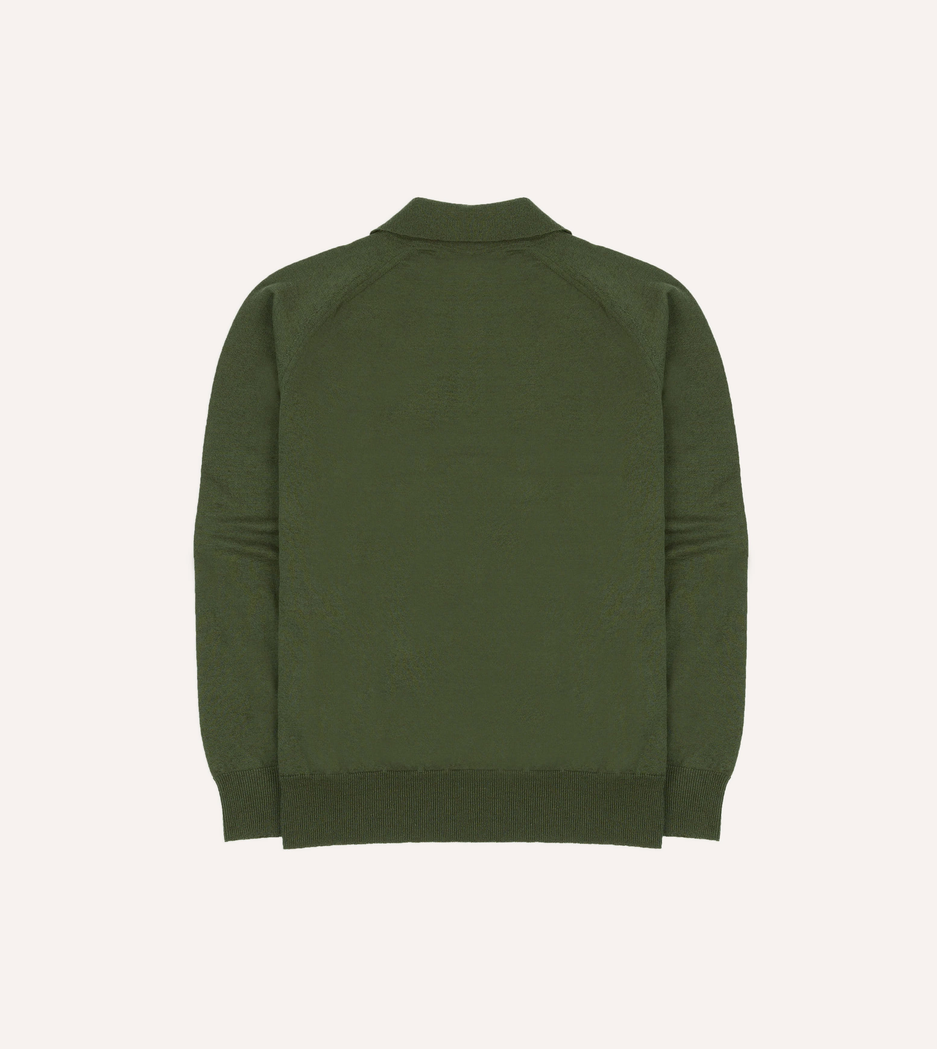 Green Linen-Cotton Knitted Long-Sleeve Polo Shirt Weekend Minimal Comfort Hoodie