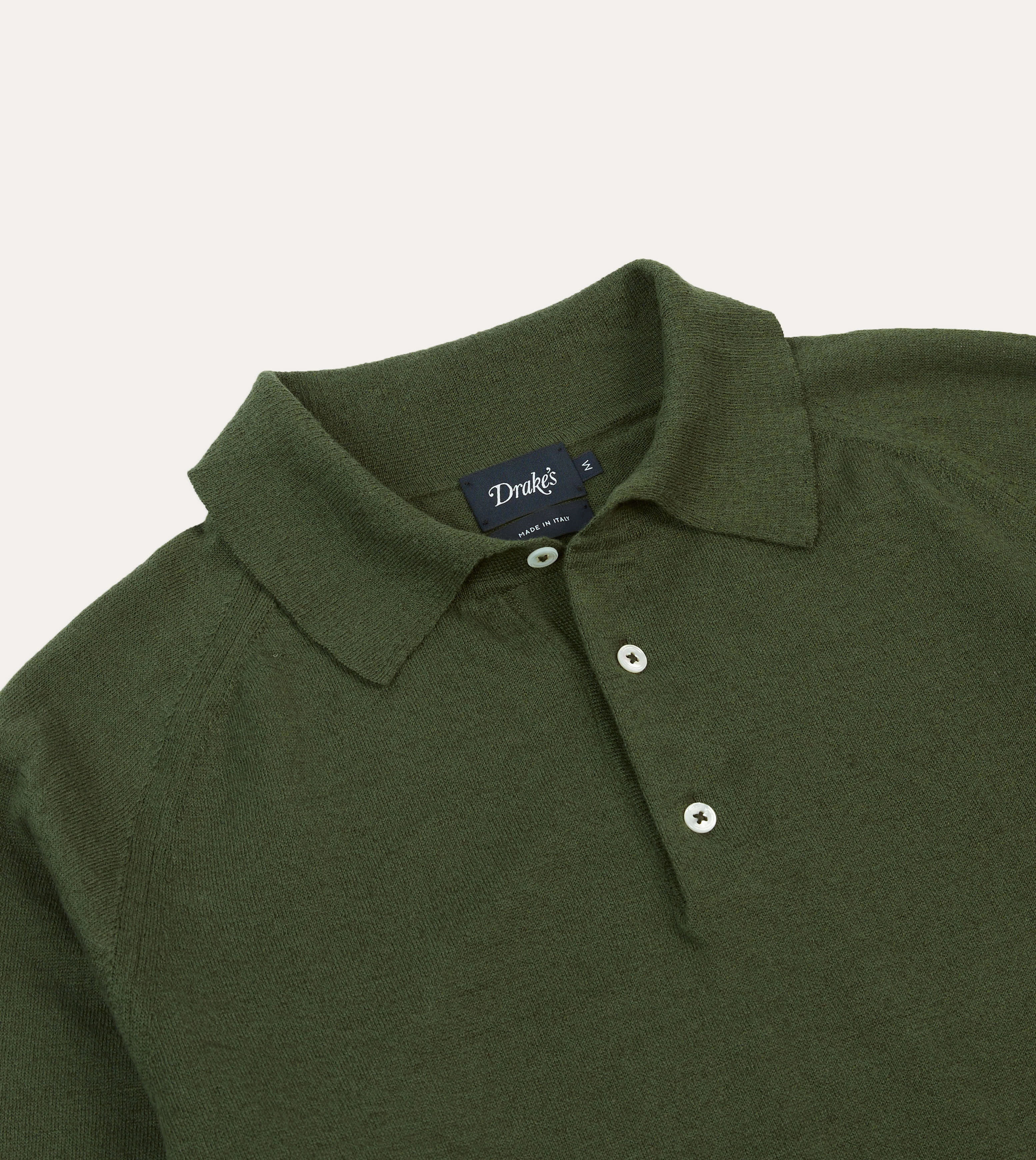 Chic Layer Green Linen-Cotton Knitted Long-Sleeve Polo Shirt