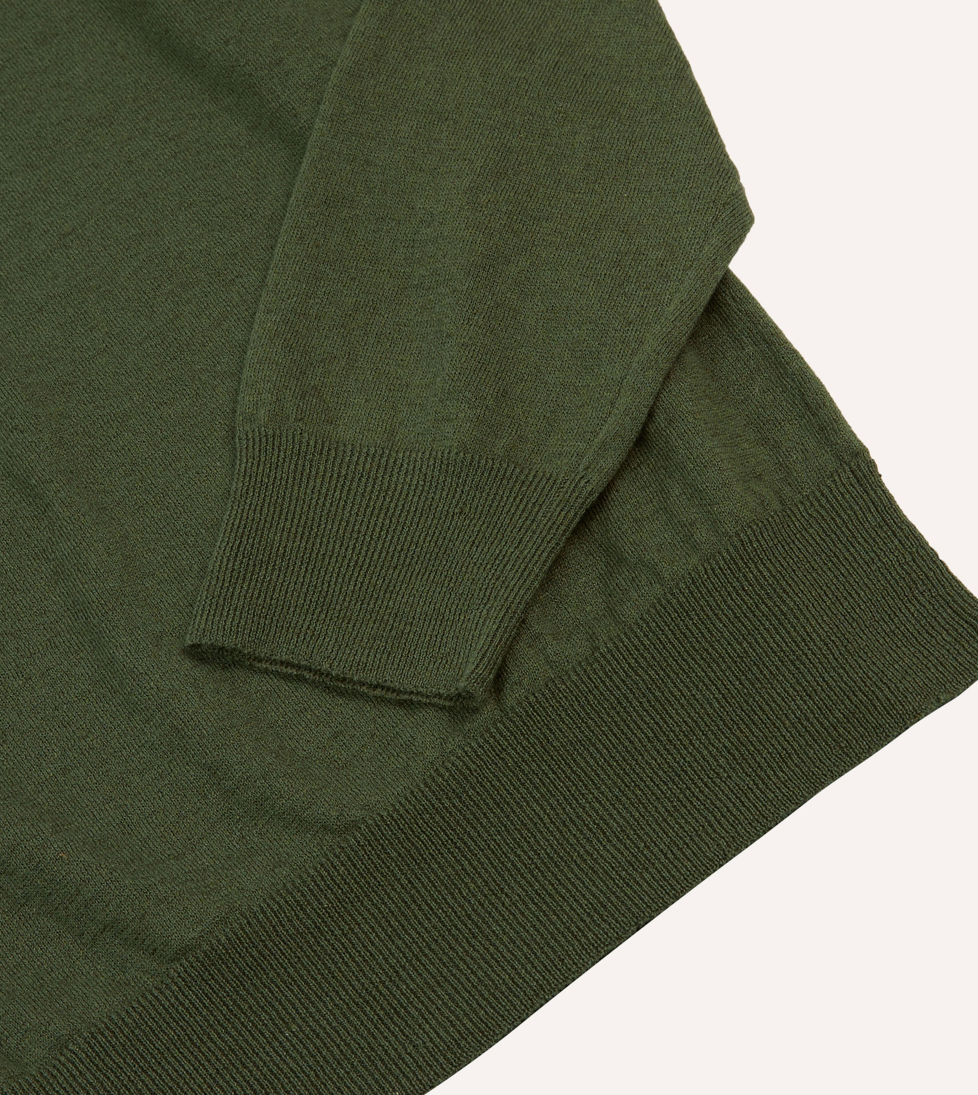 product custom made perfection Lounge Fit Green Linen-Cotton Knitted Long-Sleeve Polo Shirt