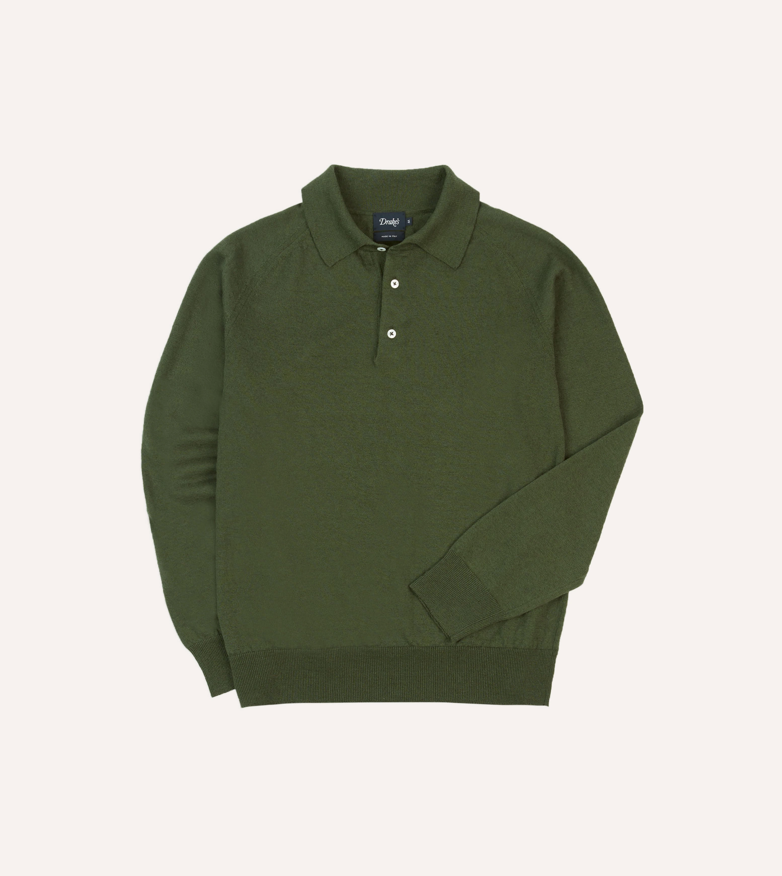 product customer retention Green Linen-Cotton Knitted Long-Sleeve Polo Shirt