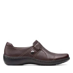 Clarks Cora Poppy in Brown Leather Heel Safe