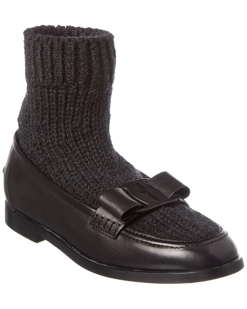 Ferragamo Vivaldo Knit & Leather Loafer British Edge