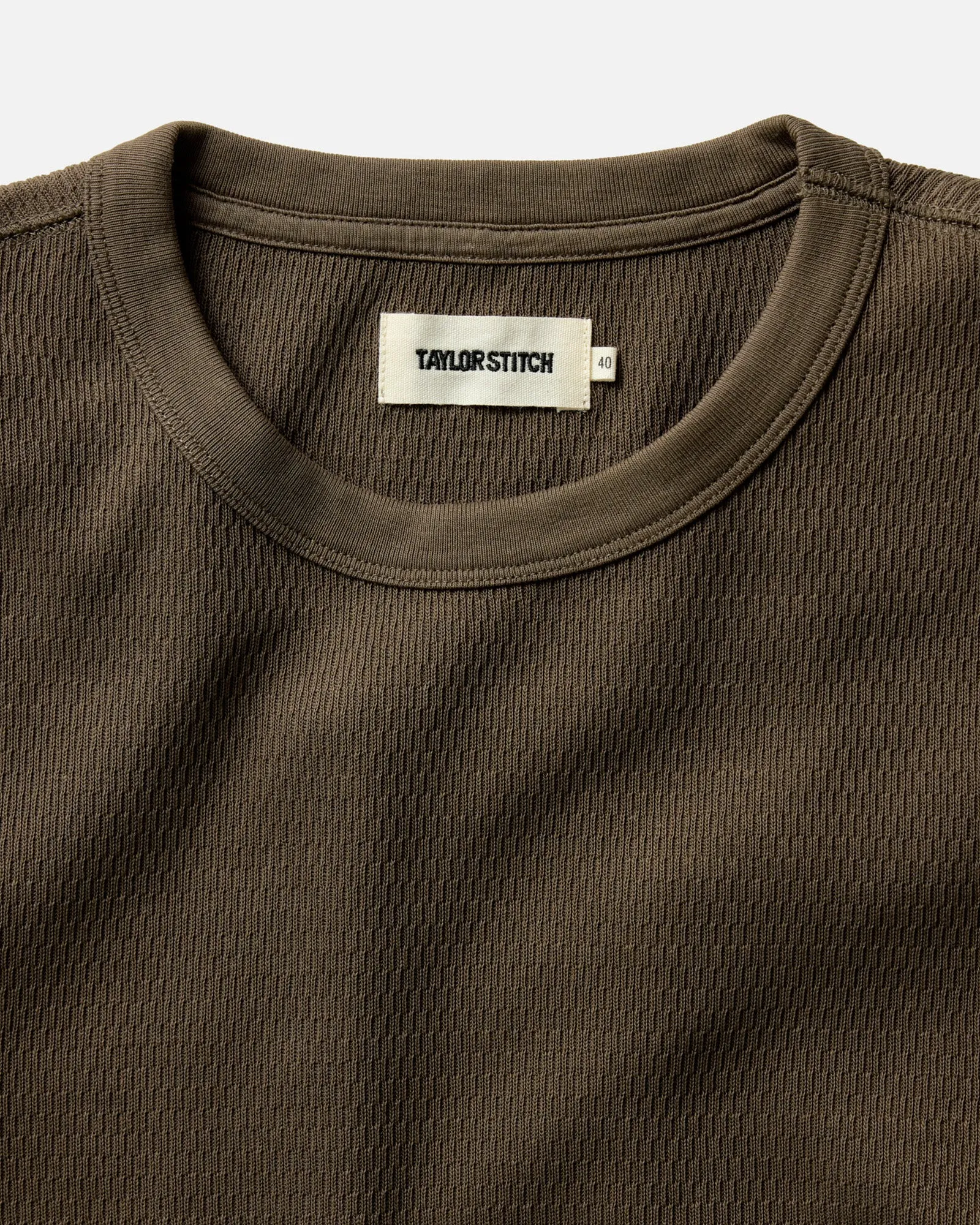 The Organic Cotton Crew in Fatigue Olive Waffle Travel Style Trend Simple Chic