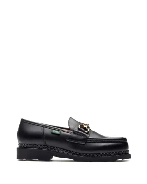 Black Leather Loafers With Rounded Toe Calm Motion