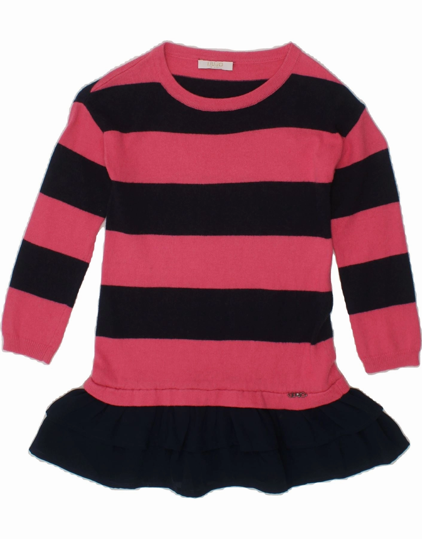 Classic Layers LIU JO Girls Long Sleeve Jumper Dress 2-3 Years Pink Striped Cotton