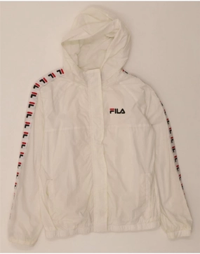 Layer Option Wind Blocker FILA Boys Graphic Hooded Rain Jacket 13-14 Years White Nylon