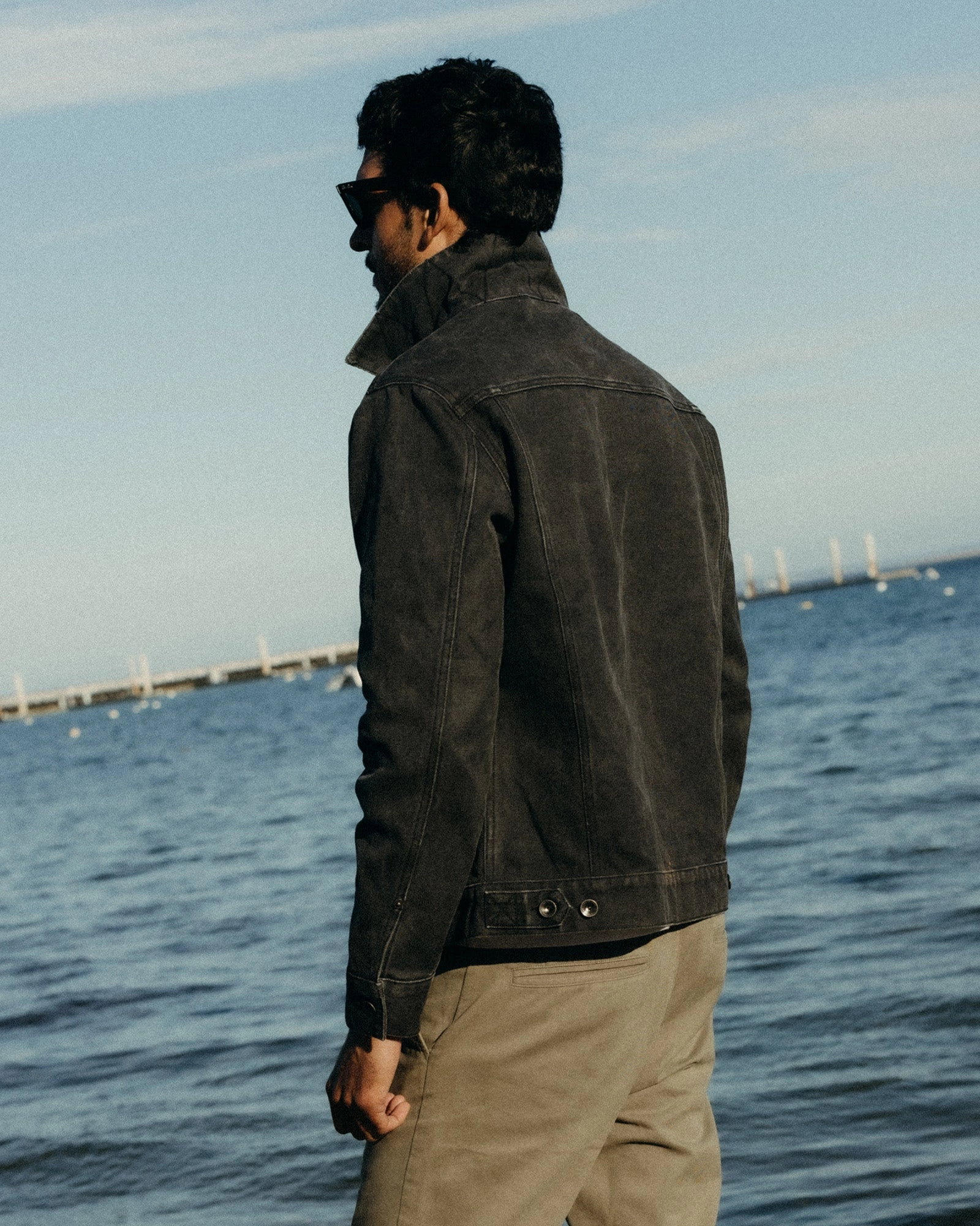Event Flexible Layer The Ryder Jacket in Coal Chipped Canvas