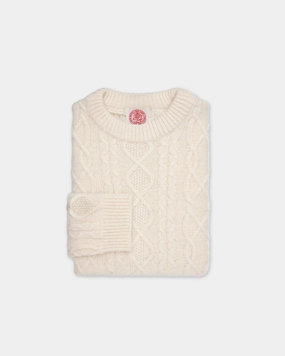 Comfort Knitwear Knit Fit Made-in-Norway Cream Aran Knit Sweater