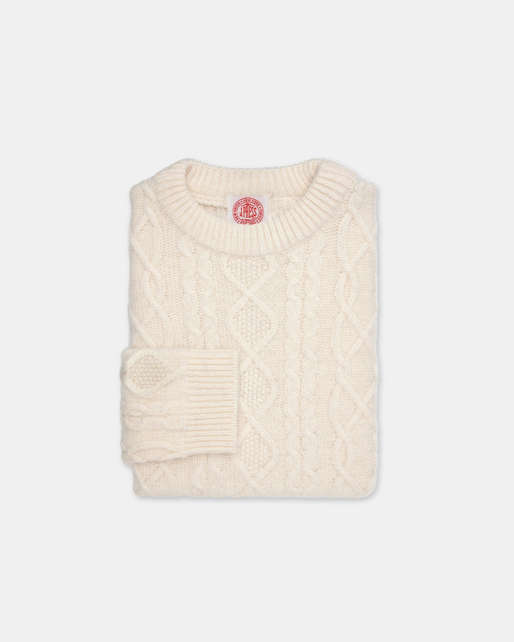 Comfort Knitwear Knit Fit Made-in-Norway Cream Aran Knit Sweater