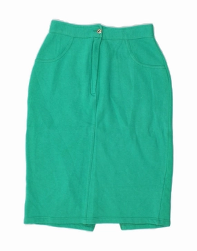 VINTAGE Girls Pencil Skirt 7-8 Years W22  Green Balanced Look QuickDryTechnology