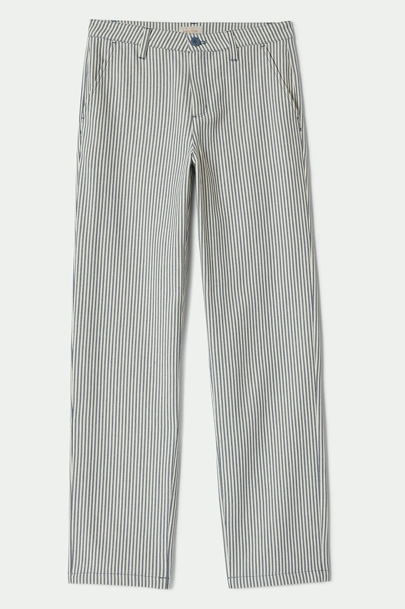 High Waist Stretch Bedford Pant - Azure Blue Pinstripe