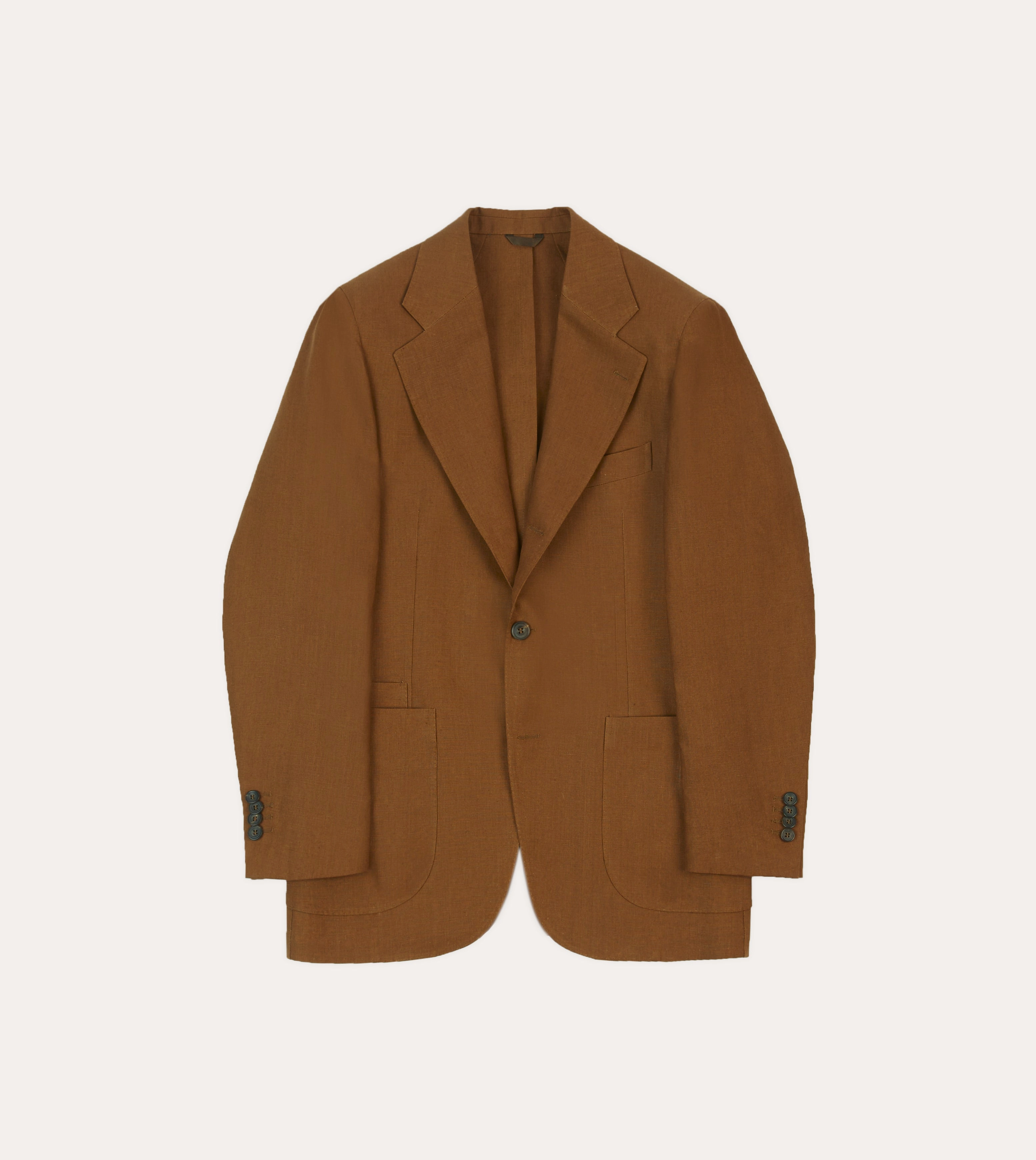 Brown Irish Linen Tailored Jacket Professional Layering Minimalist Design