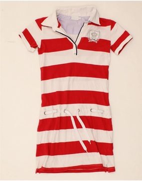 Minimal Comfort Layered Comfort Wear GEOX Girls Polo Dress 11-12 Years Red Striped Cotton