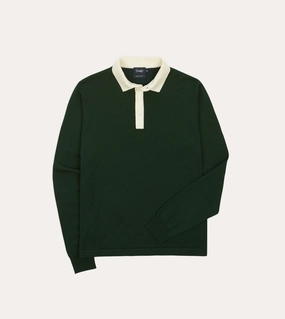 Clean Style MoistureWicking Yarn Green Merino Wool Knitted Rugby Shirt