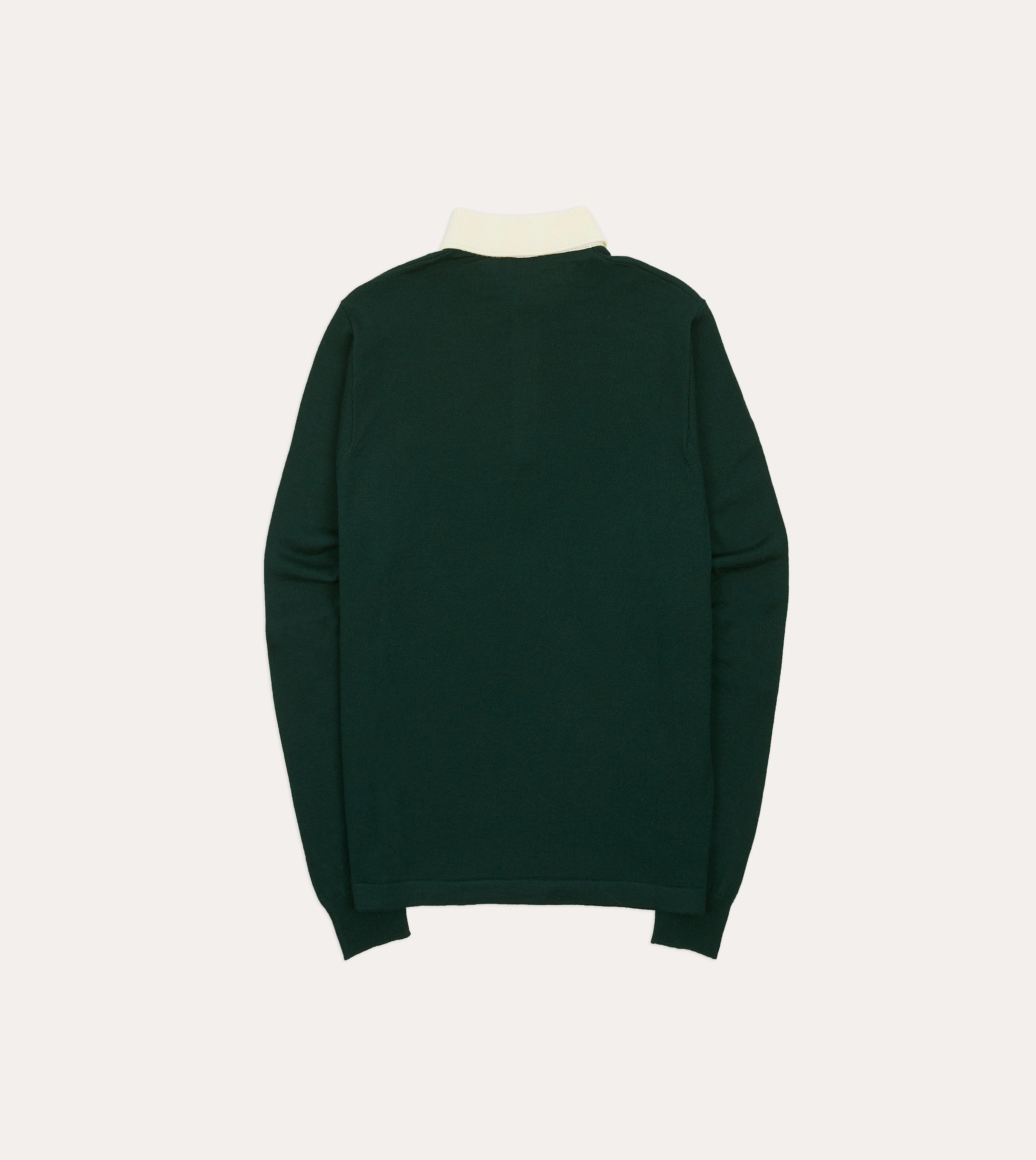 Green Merino Wool Knitted Rugby Shirt FadeResistant Treatment Minimal Look