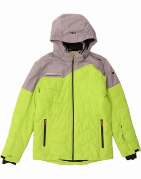 CMP Boys Hooded Padded Jacket 15-16 Years Green Colourblock Polyester Cold Days Stand
