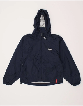 UMBRO Boys Hooded Rain Jacket 12-13 Years Small Navy Blue Nylon backpack Weather Shield