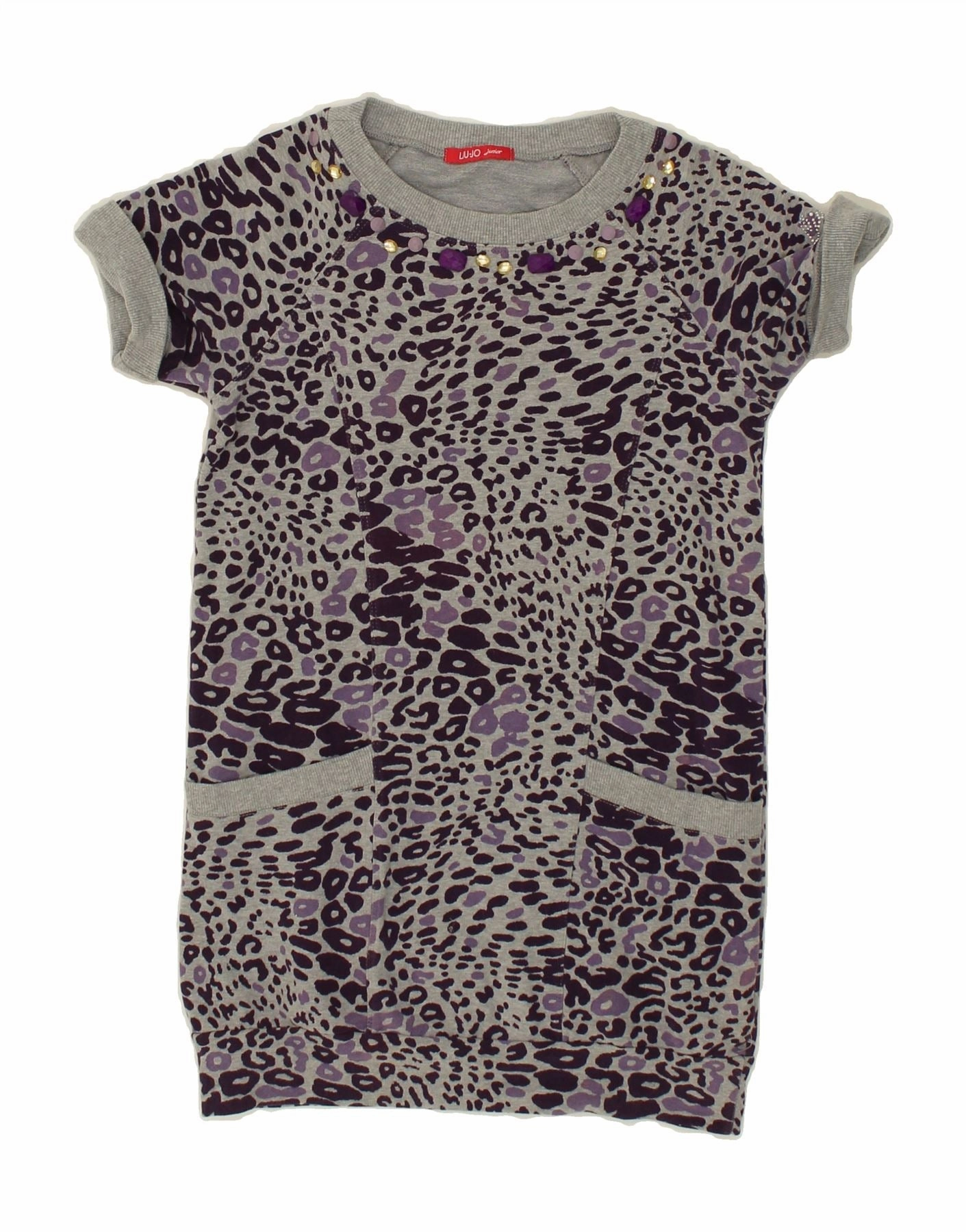 Earthy Hue summer look LIU JO Girls Jumper Dress 7-8 Years Grey Animal Print