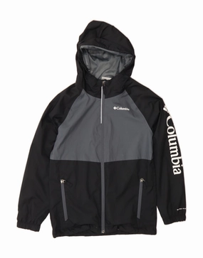 Layer Match ElasticWaistband COLUMBIA Boys Omni-Tech Rain Jacket 14-15 Years Large Black Colourblock