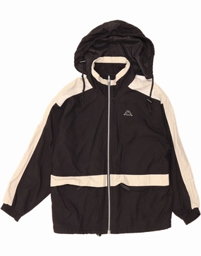 KAPPA Boys Loose Fit Hooded Rain Jacket 11-12 Years XL Black Colourblock Perspective