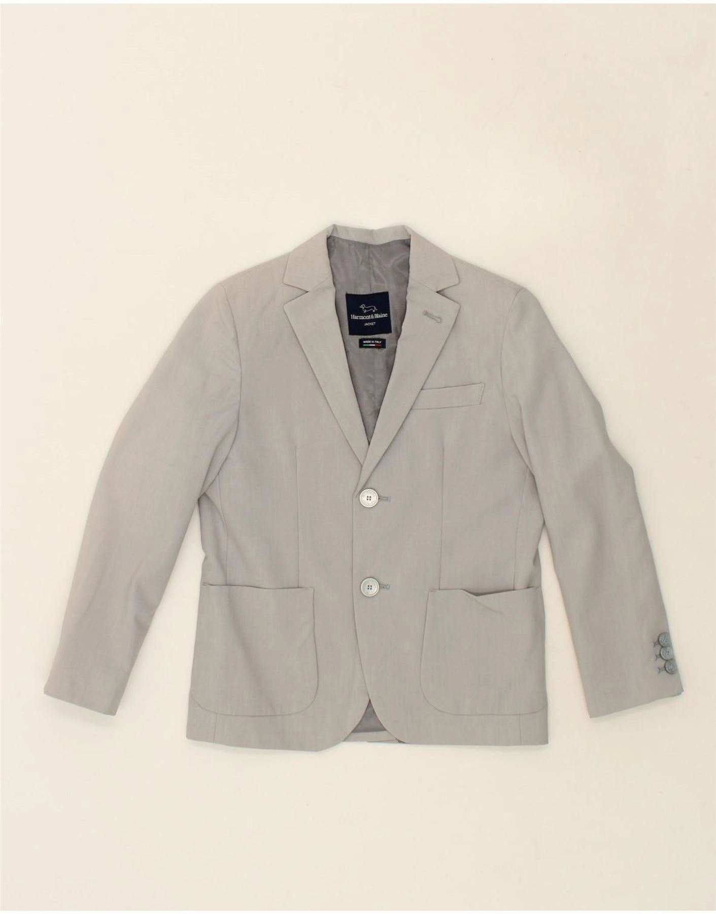 Panama Loungewear HARMONT & BLAINE Boys 2 Button Blazer Jacket 7-8 Years Grey Polyester