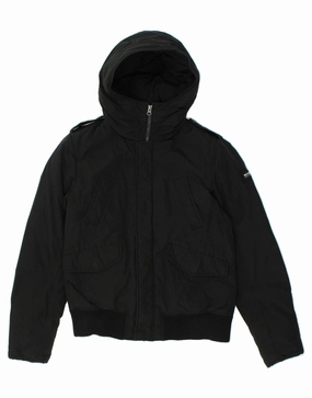Ticket WOOLRICH Boys Hooded Bomber Jacket 13-14 Years Black Cotton