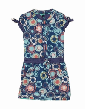 Sleek and Simple FAT FACE Girls Shift Dress 8-9 Years Blue Geometric Cotton