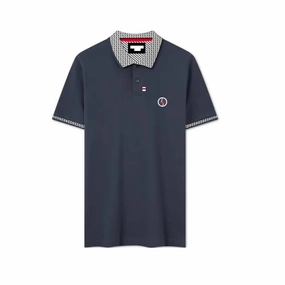 Collection Navy Blue Men Polo Casual Touch Microfiber texture