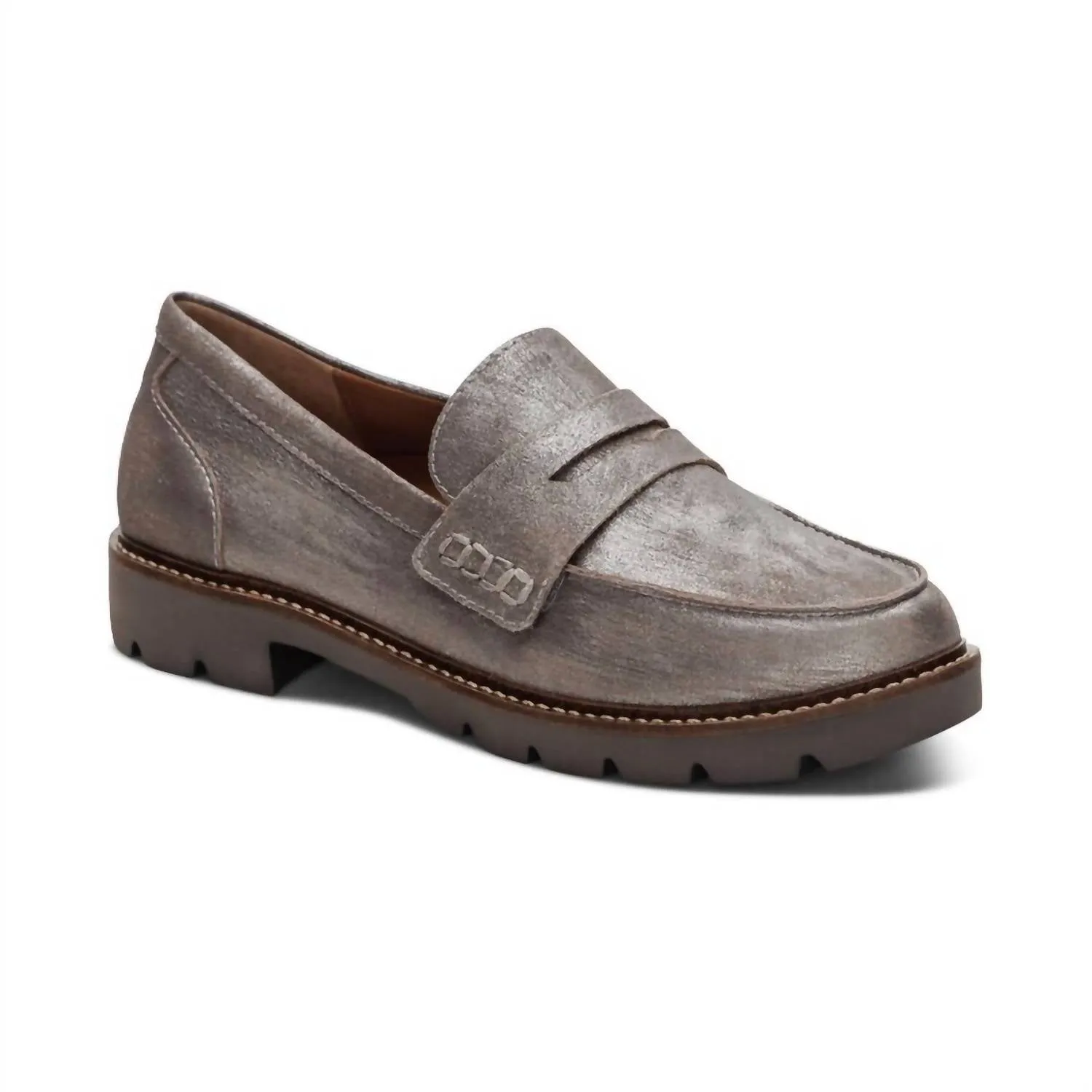 Collette Loafer In Brushed Silver Machine washable