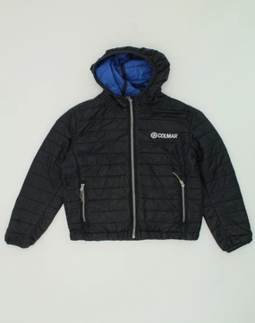 COLMAR Boys Hooded Padded Jacket 7-8 Years Black Polyamide Ribbed Cuffs Game Day