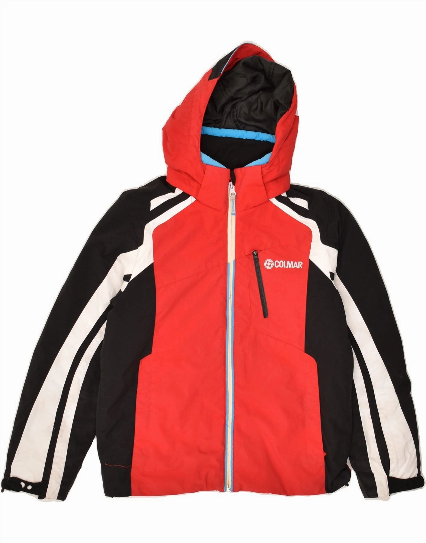 COLMAR Boys Hooded Windbreaker Jacket 13-14 Years Red Colourblock Urban Cool Compression Packed Design