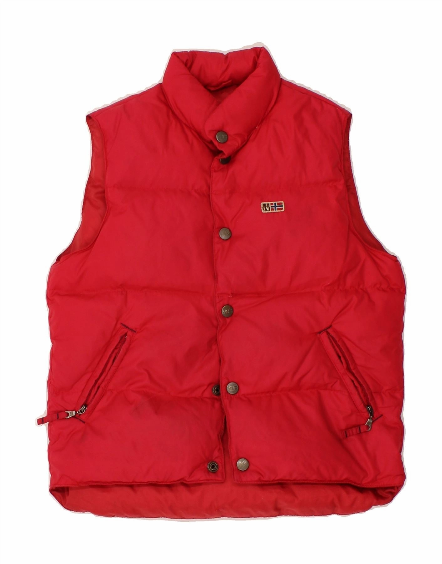 Windproof Shell Quality NAPAPIJRI Boys Graphic Padded Gilet 5-6 Years Red Polyamide