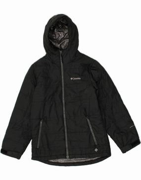 COLUMBIA Boys Bugaboo Hooded Padded Jacket 10-11 Years Black Polyester High - end Static Resistant