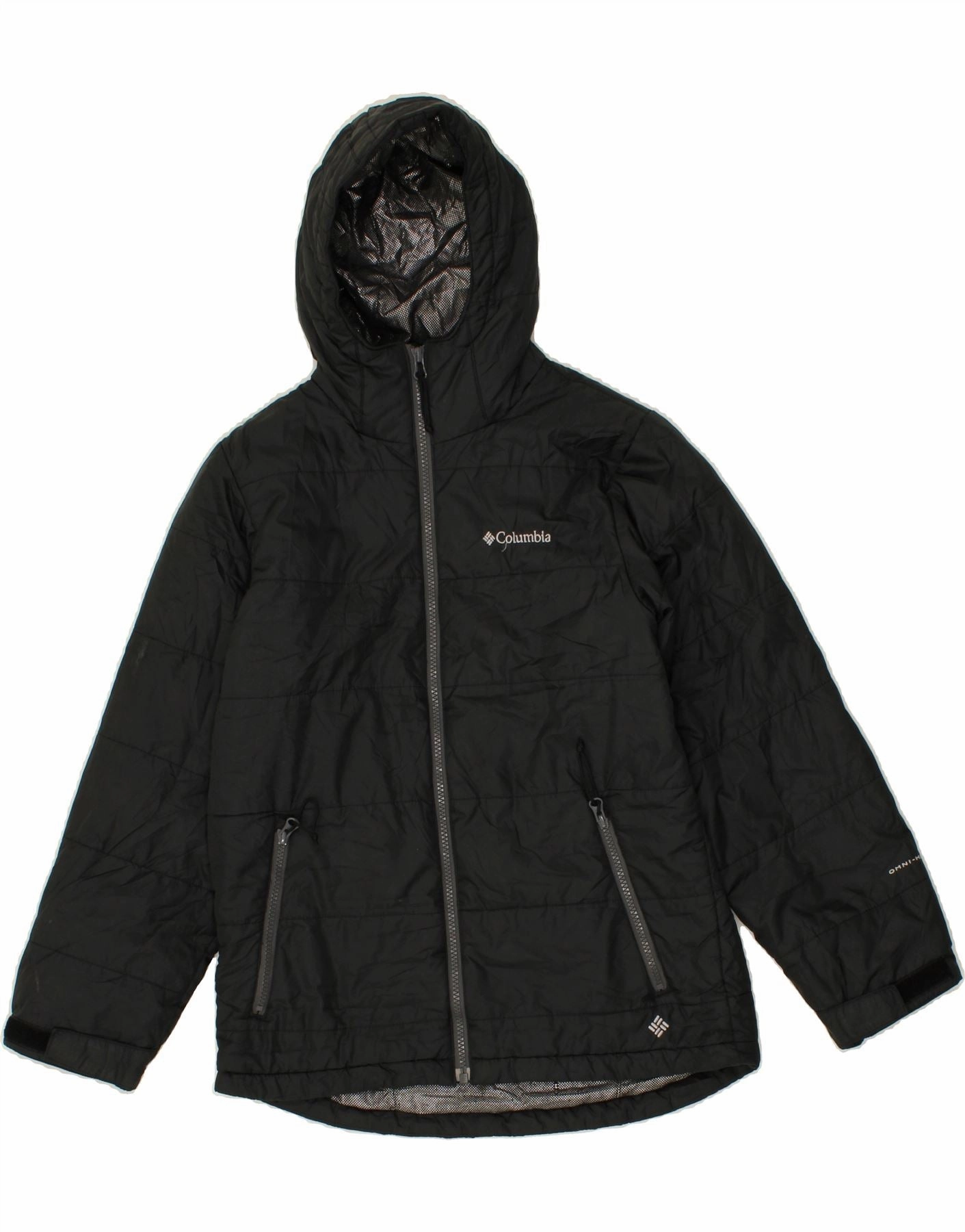 COLUMBIA Boys Bugaboo Hooded Padded Jacket 10-11 Years Black Polyester High - end Static Resistant