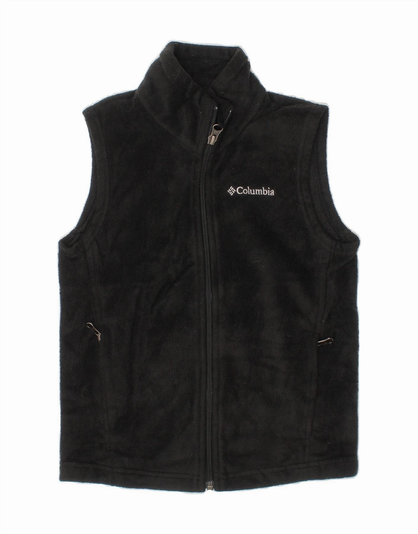 Expandable Sleeve Cuffs Quick Fit COLUMBIA Boys Fleece Gilet 6-7 Years XS Black Polyester