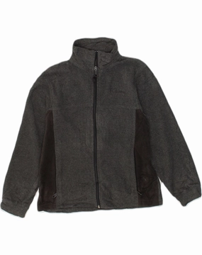 COLUMBIA Boys Fleece Jacket 10-11 Years Grey Colourblock Polyester Breathable Structure Adjustable Drawstrings
