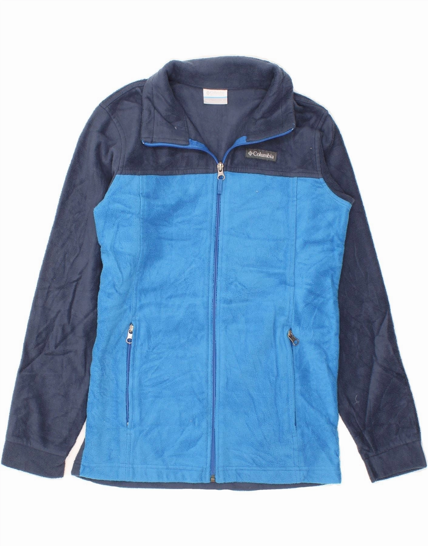 COLUMBIA Boys Fleece Jacket 14-15 Years Large  Navy Blue Colourblock Suitcase Hike Ready