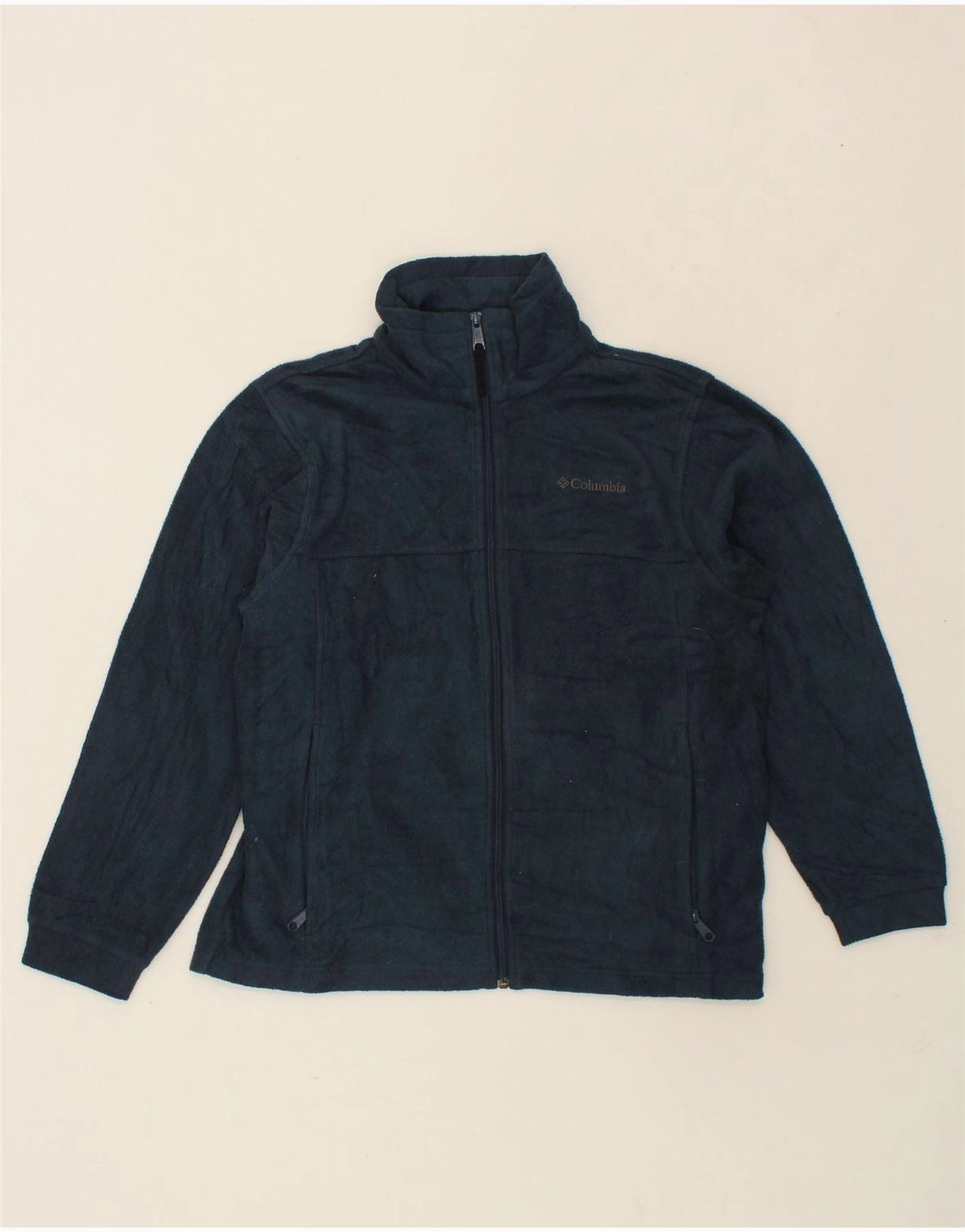 Trail Friendly COLUMBIA Boys Fleece Jacket 14-15 Years Navy Blue Polyester