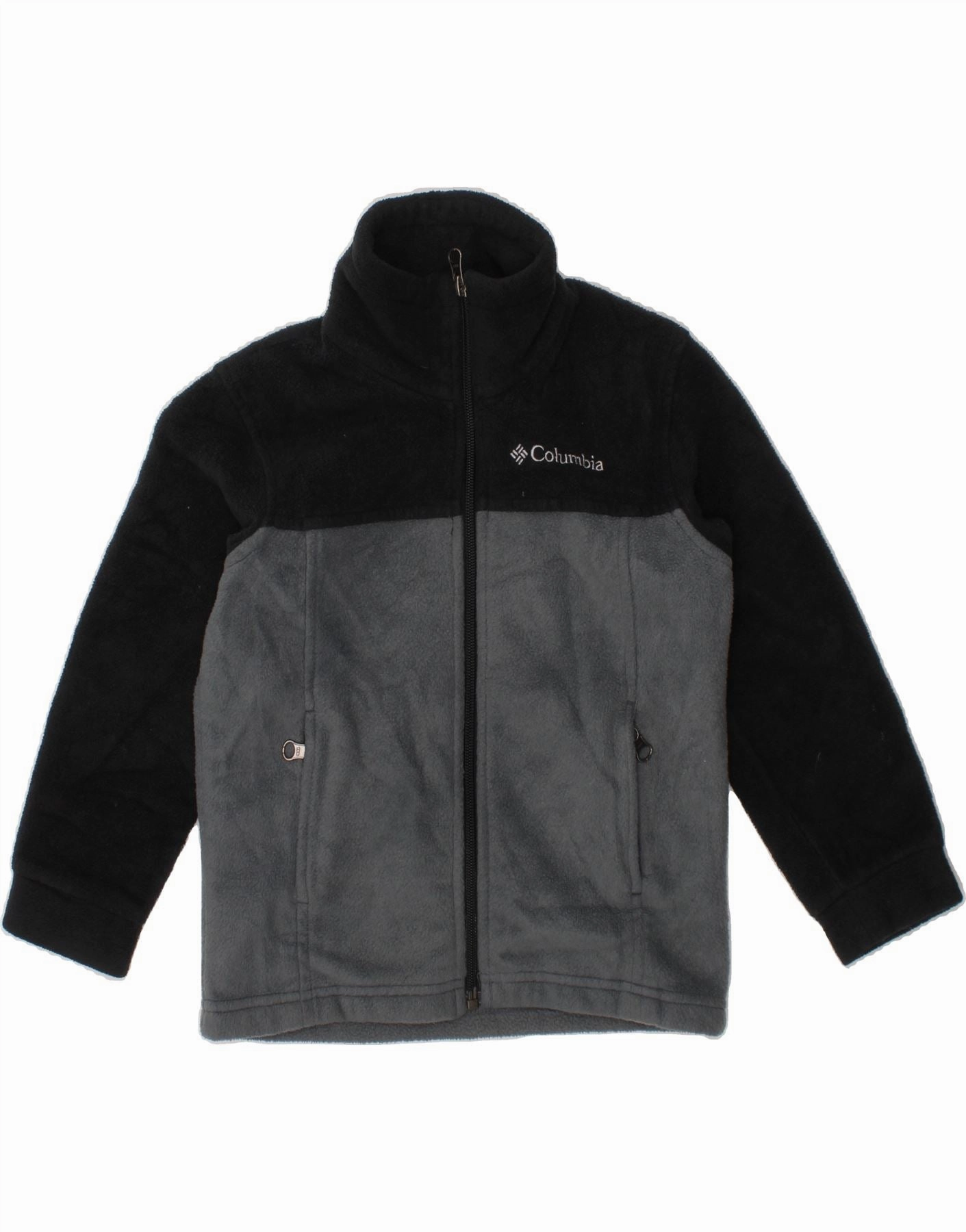 COLUMBIA Boys Fleece Jacket 4-5 Years 2XS Black Colourblock Polyester Outdoor Fashion autumn clothing