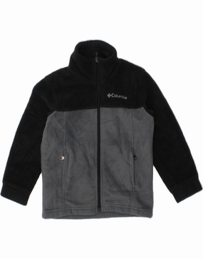 COLUMBIA Boys Fleece Jacket 4-5 Years 2XS Black Colourblock Polyester Outdoor Fashion autumn clothing