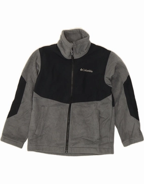 COLUMBIA Boys Fleece Jacket 7-8 Years Small Grey Colourblock Polyester Contemporary Fit All Day Comfort